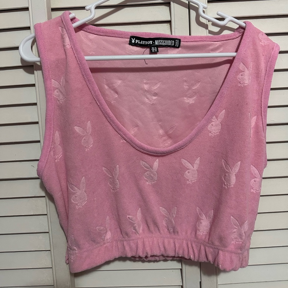 Pink playboy x missguided top